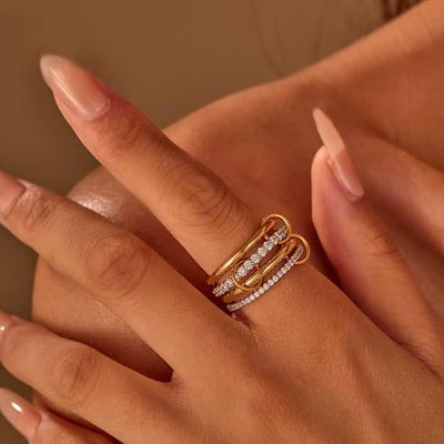Gold Interlocked Stackable Ring