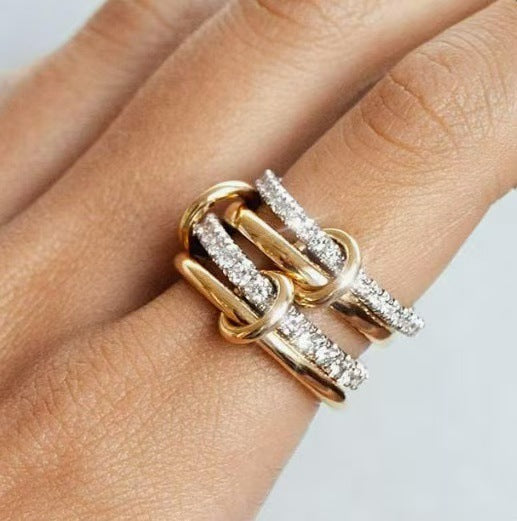 Gold Interlocked Stackable Ring